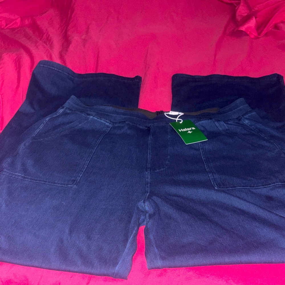 Halara Women's Dark Blue Wide Leg Cargo Jeans